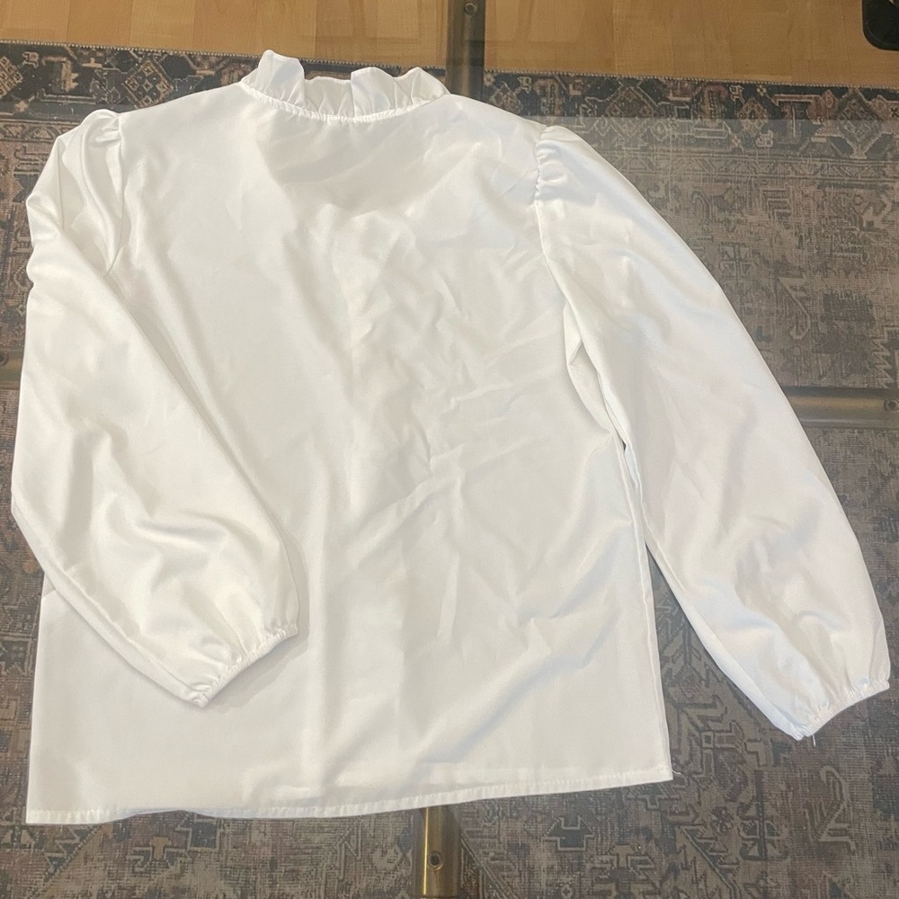 White Ruffle Front Blouse - Picture 4 of 4